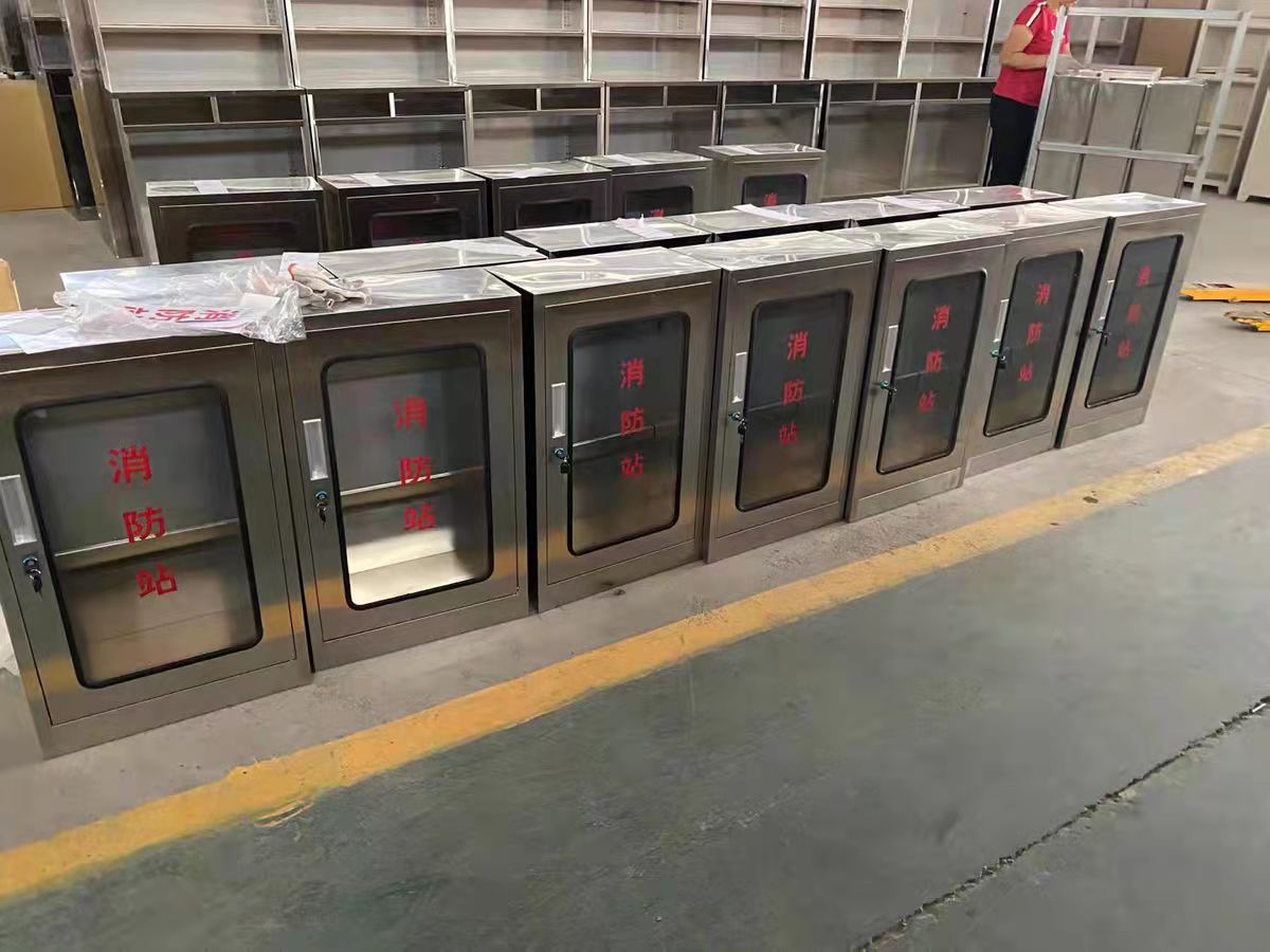 定制304不锈钢单门消防装备柜室内外玻璃微型消防站应急物资柜