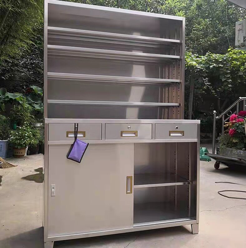定制不锈钢西药柜医院诊所多层隔板药品处置台三抽移门调剂台加厚