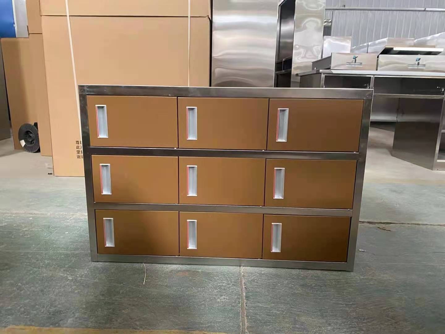 定制不锈钢九门鞋柜员工换鞋凳净化工厂三层单面换鞋柜实验室鞋凳