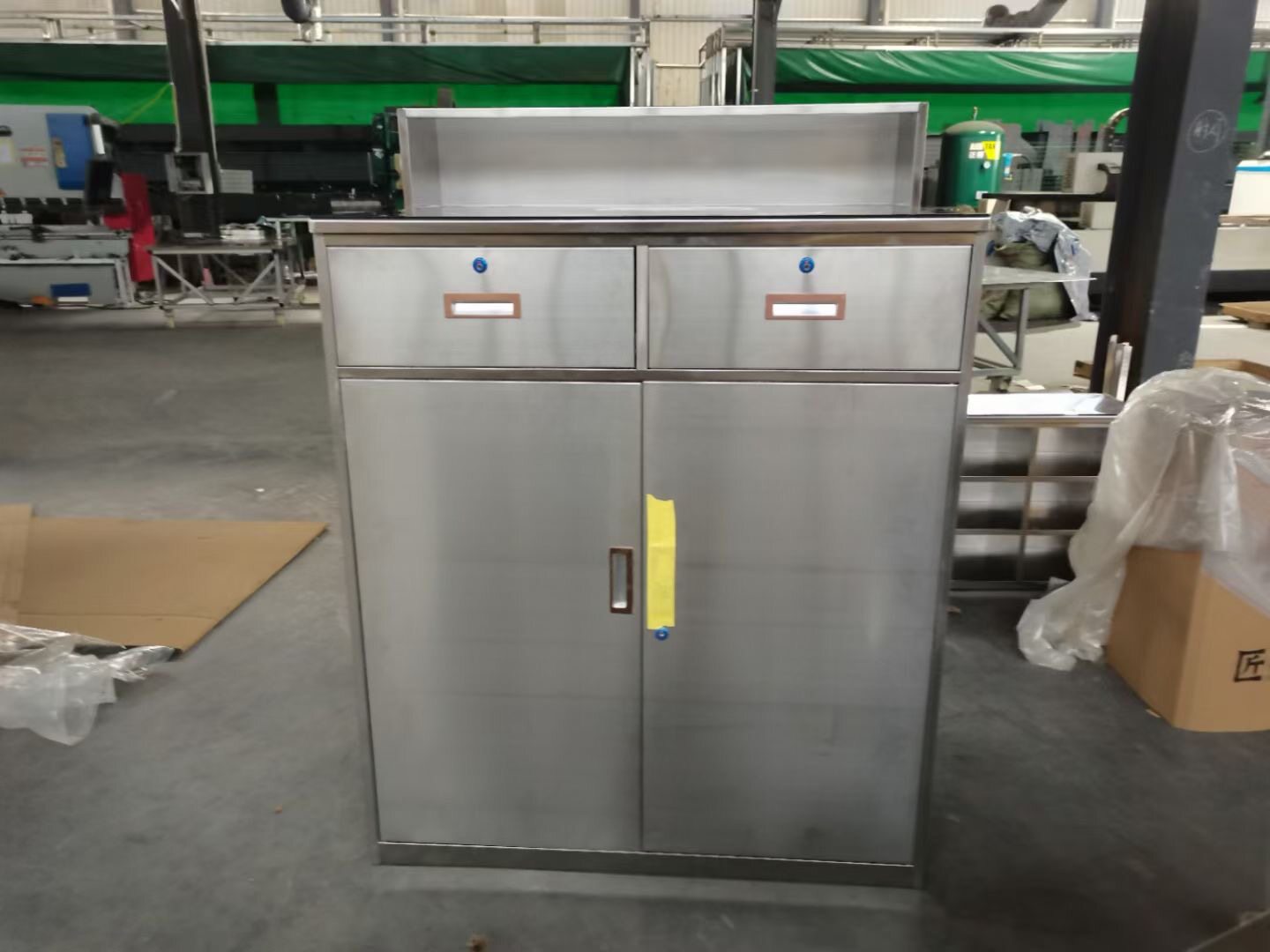 定制304不锈钢二斗下节工具柜带背板矮柜抽屉带锁办公文件储物柜