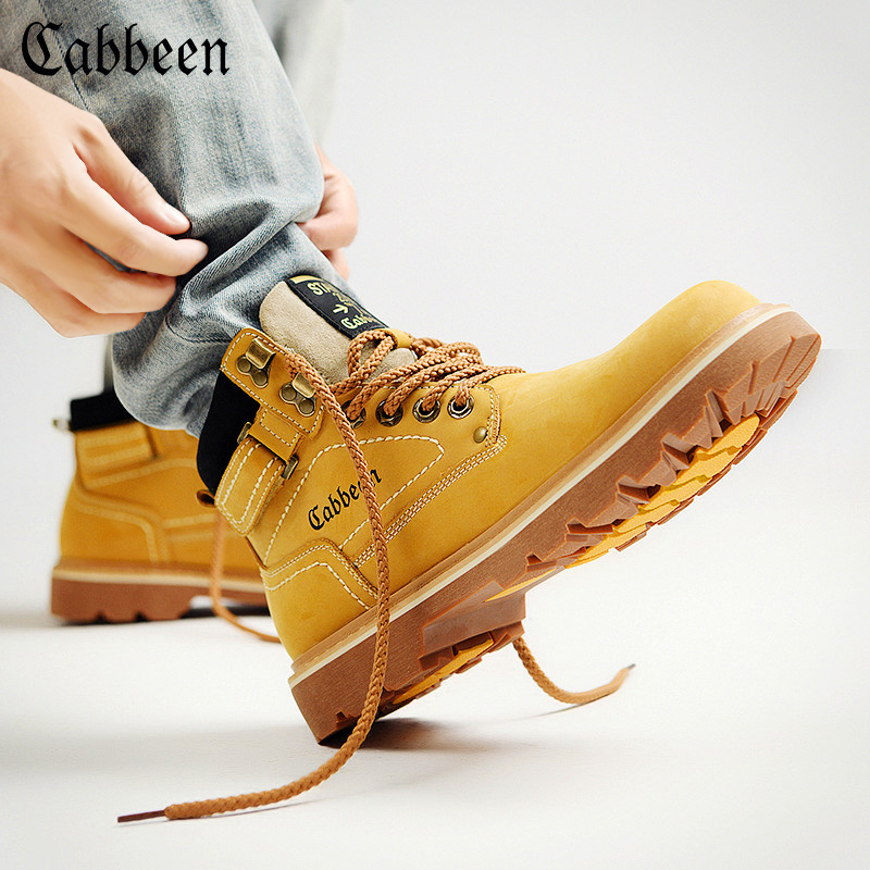 Cabine Martin Boots Men High Drum Shoes Genuine Leather Midbarrel Tooling Snow Boots Men's Shoes Summer 2022 New