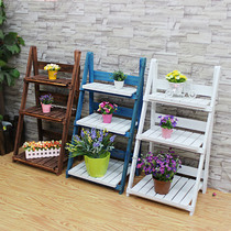  Carbonized folding flower rack Multi-layer indoor special price space-saving household balcony shelf Green dill fleshy flower pot rack