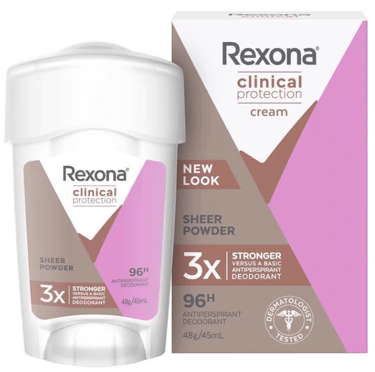 Rexona Antiperspirant Cream Is Refreshing and Gentle All Day Long, Alcohol-Free, 96 Hours of Sweat-Free Effect, Long-Lasting 48g