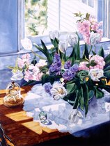 Watch And White Tulips HAE official website original self-matched cross-stitch original electronic drawing PDF