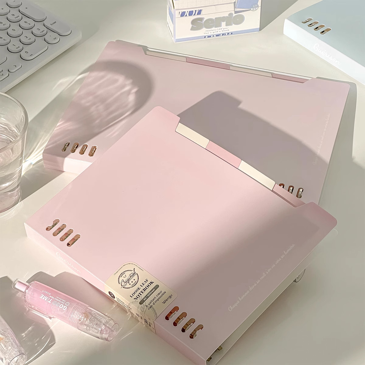 Wengu B5 快適で爽やかなルーズリーフノート、高付加価値インスタグラム風ノート、A5サイズ、鉄製リング綴じ、取り外し可能なバインダー、中学生に最適、小紅書と同じスタイル、大学院入学試験用ノート