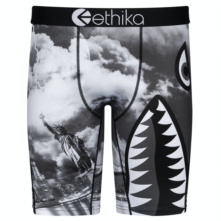 Ethika Men's Ice Silk Boxer Briefs, Extended Length, American Style Sports Shorts, Printed, Quick-Drying, Anti-Chafing Leg Crotch Shorts