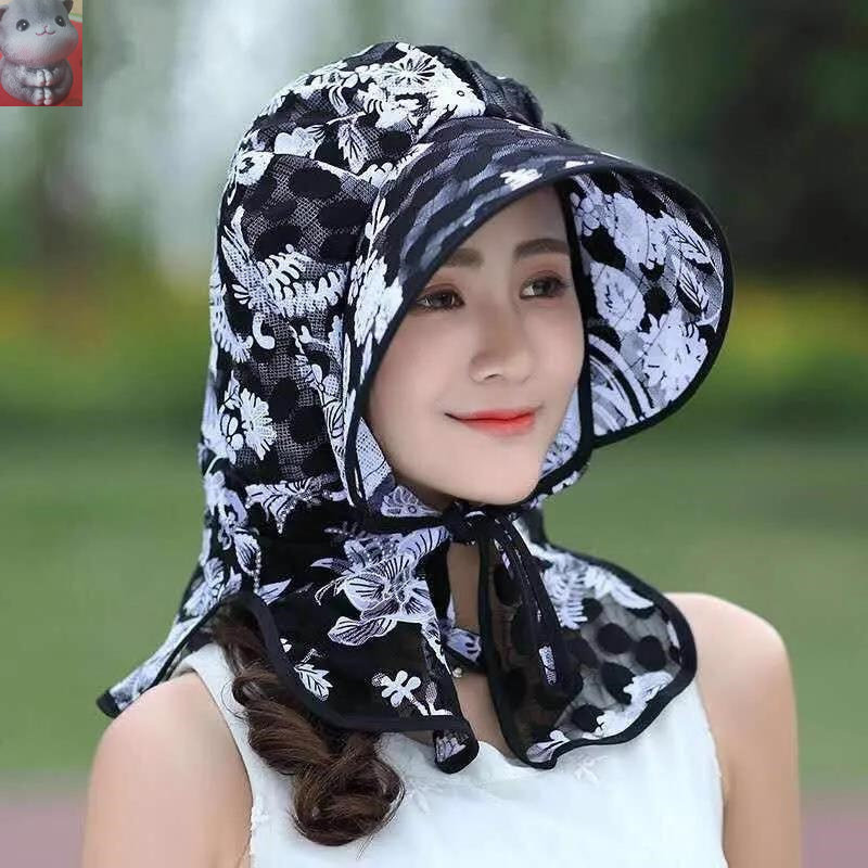 Tili Department Store Great Eatery Lace National Wind Shading Hat Spring Summer Sun Protection Face Protection Neck Bicycling Tea Picking Up Tea Work Hat-Taobao