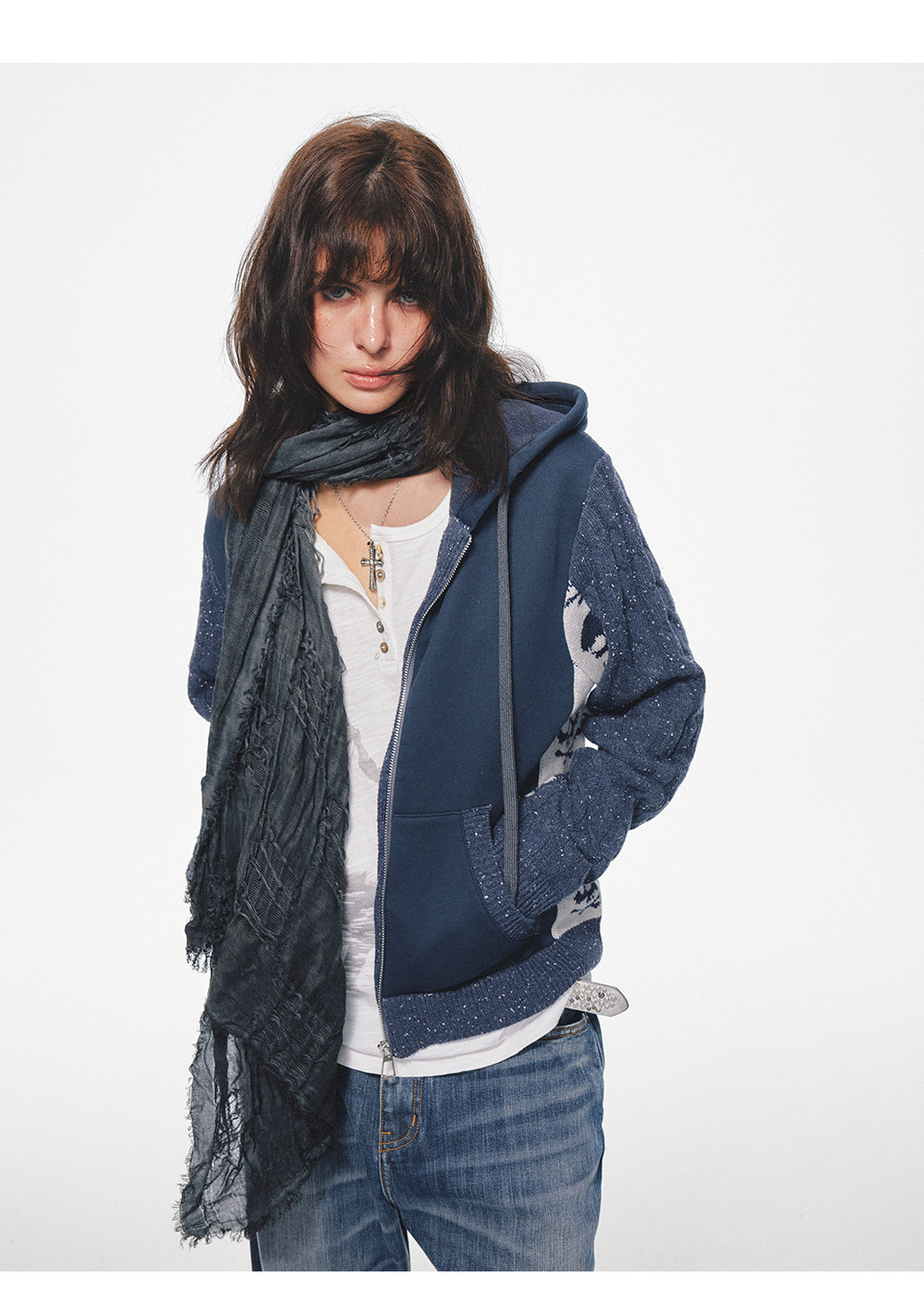 TREclub Fringed Plaid Long Scarf