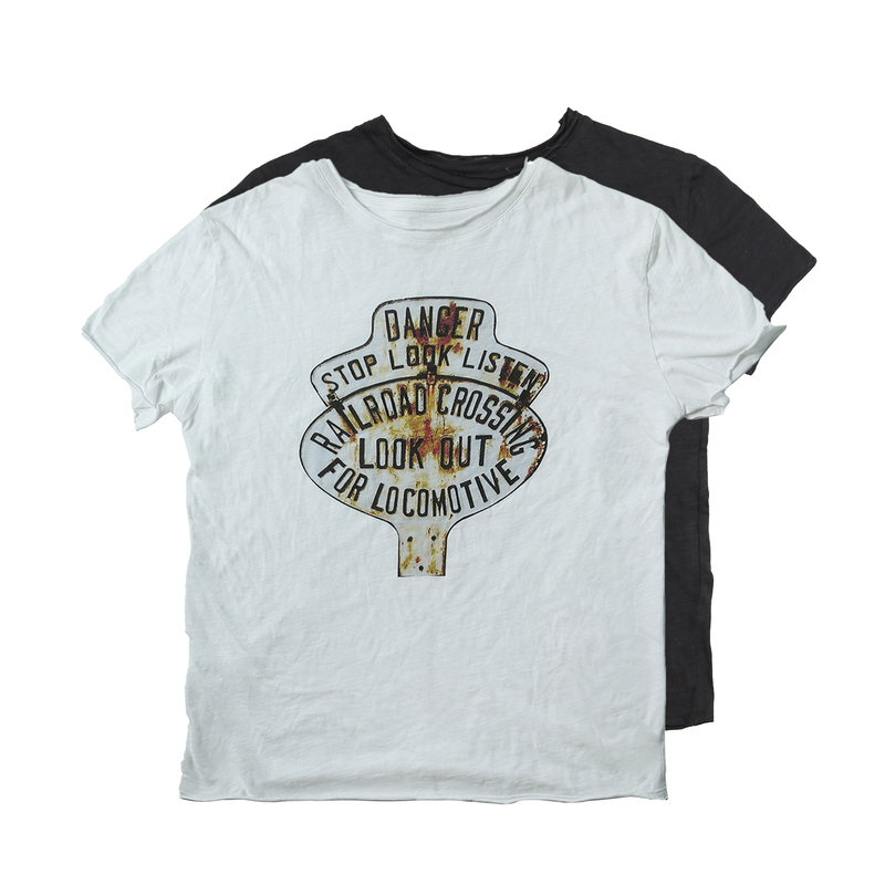 Treclub 26Ss Street Sign Retro Two-Tone Anchor Print Millennium Y2K Slub Short-Sleeve Street T-Shirt Top Treclub 26Ss Street Sign Retro Two-Tone Anchor Print Millennium Y2K Slub Short-Sleeve Street T-Shirt Top
