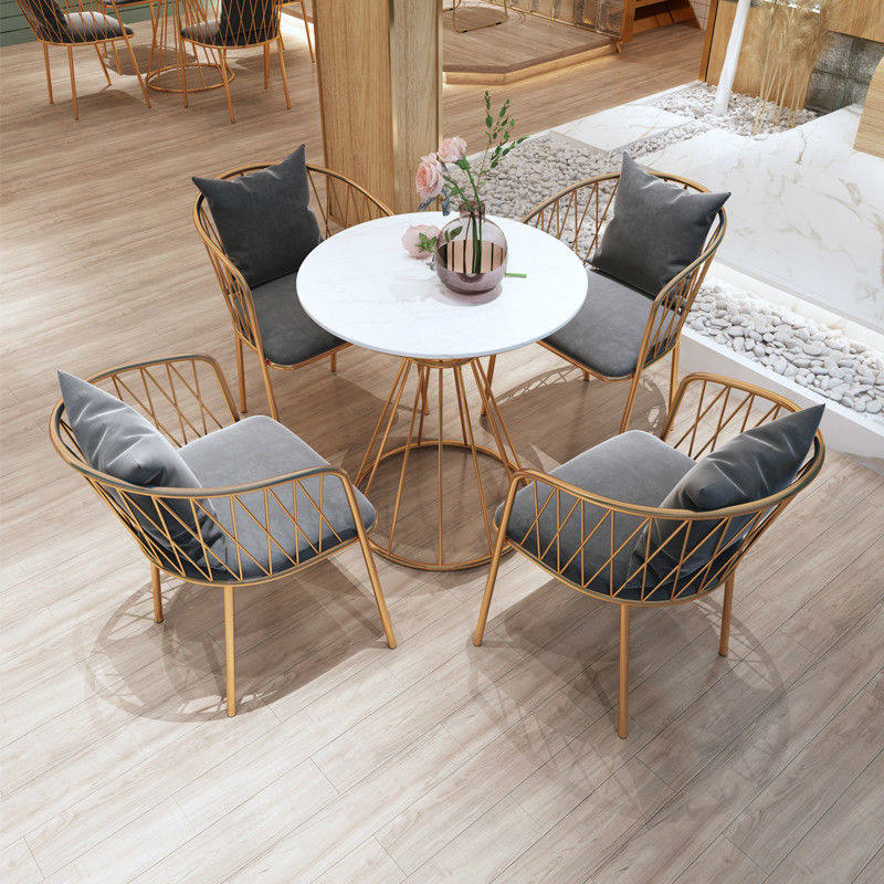 Nordic Light Lavish Talks Table And Chairs Combined Milk Tea Sweet Shop Small Round Table Leisure Sample House Display Centre Reception A Table Four Chairs