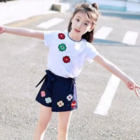 Cô gái mùa hè 2019 mới mùa hè thời trang cô gái nhỏ phù hợp với nhóm trẻ em thời trang tay áo ngắn hai mảnh quần áo trẻ em - Khác quần áo trẻ em hàn quốc