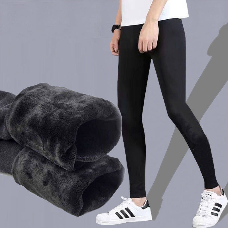 Accompany you for a total of warm times winter plus suede thickened warm pants Young men's underpants elastic lining pants damp cotton pants-Taobao