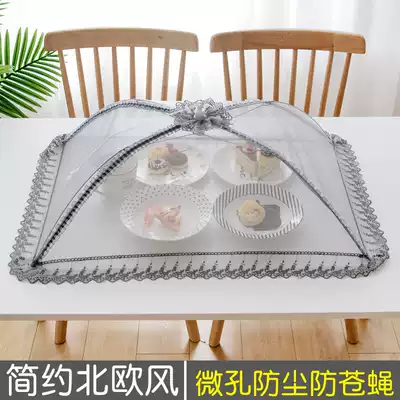 Nordic style square dish cover foldable anti-fly cover dish cover Meal cover leftover dish cover Household fashion breathable summer