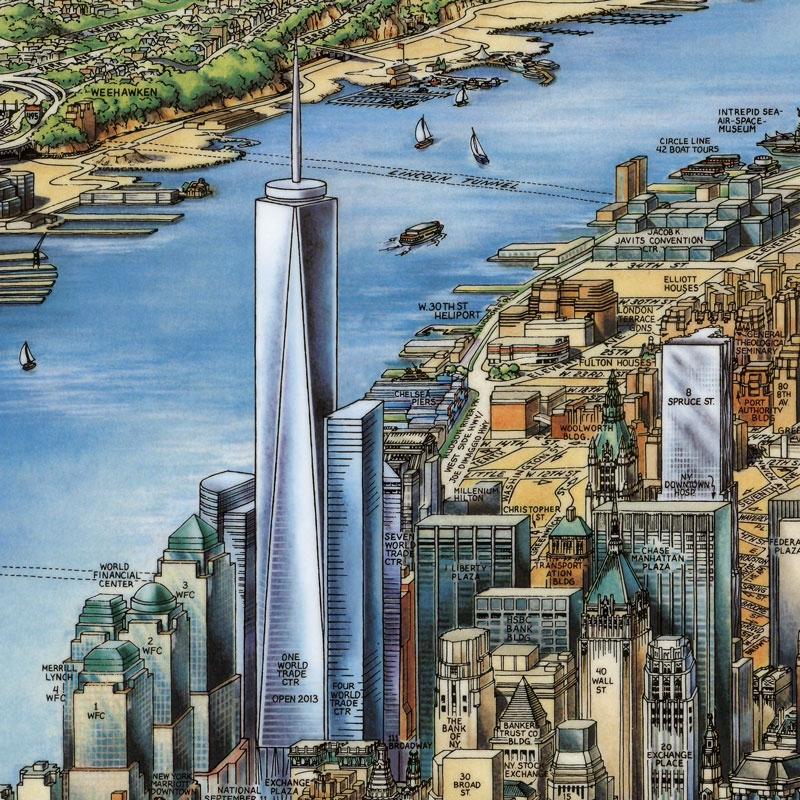 纽约曼哈顿鸟瞰地图 Manhattan,New York-Unique Media