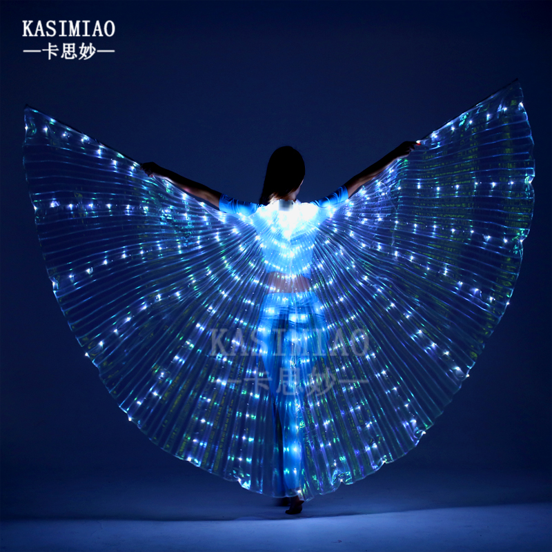 Kassyo LED Glowing Wings Dancing Wings Fluorescent Butterfly Dancing Props Glowing Belly Dancing Golden Wing Cape