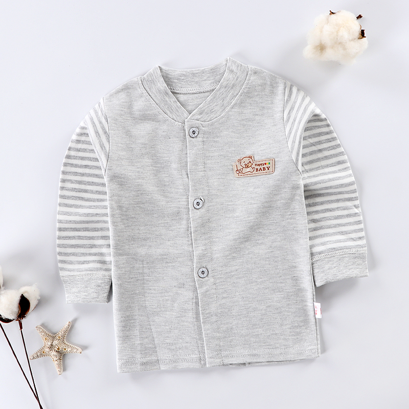 Bé áo mùa thu cardigan bông cậu bé nhỏ cô gái nhấn bông màu đồ lót đáy trên đồ ngủ bé cardigan 0-4 tuổi 3.