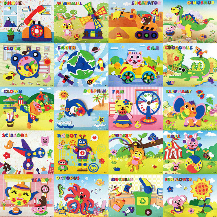 EVA new educational toys children's stickers large 3D hand-made stickers DIY production set
