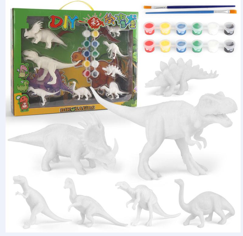 Dream Child Labour Workshop Children Diy Hand Creativity Puzzle Toy White Embryo Painted Diydinosaur Painting Kindergarten