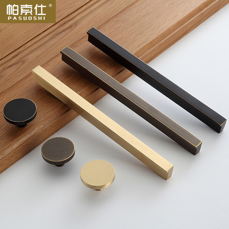 Brass hands modern minimal gold wardrobe cabinet drawer cabinet Northern Europe light copper extended cabinet door handle