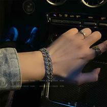 Wang Yibo with diamond-inlaid Cuban chain bracelet men and womens tide hip-hop European and American trampoline bracelet cold wind handwear