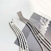 New line tassel earrings ear clip female temperament long earrings cold wind niche design without ear hole ear jewelry