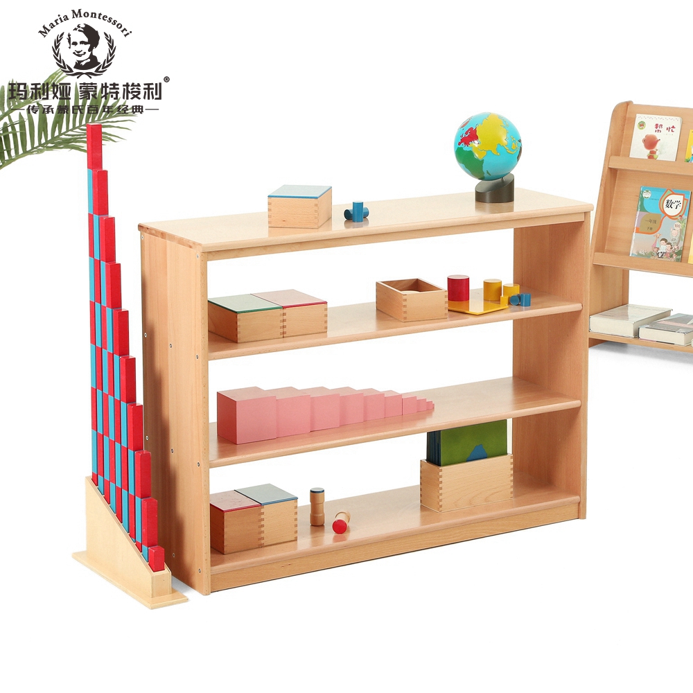 Kindergarten Hooded Beech Wood Teaching Aids Cabinet Solid Wood Early Teaching Nursery Area Corner Cabinet Division Cabinet Children's Furniture Storage Cabinet