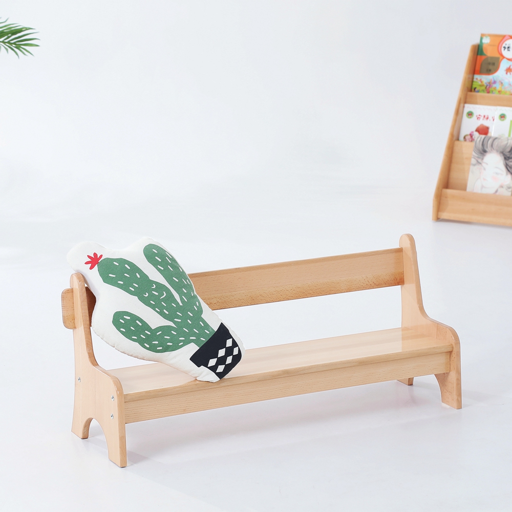 Kindergarten Strip Chair Stool Beech Wood Solid Wood Changing Shoes Baby children backrest Monte Montessori Monte's furniture