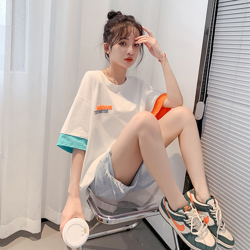 Pregnant women T-shirt summer suit net red fashion thin section Western style short-sleeved top tide mom go out small two-piece set