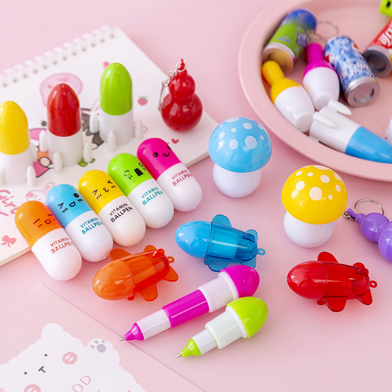 12 Cartoon Flex Ballpoint Pen Blue Children Super Cute Mini Cute Styling Pen Creative Elementary School Kids Gift Pens