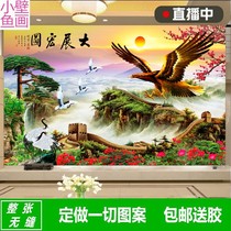 Large exhibition macro picture integrated board wall 5d three-dimensional Chinese TV background guard wall panel painting living room landscape and high light painting
