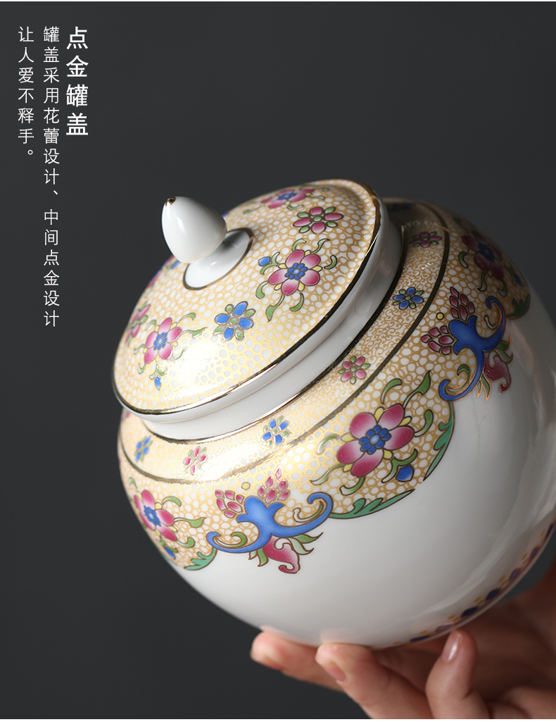 Colored enamel tea packaging gift box aneroid general ceramic storage half jins of black tea with single and double tank bag gift box