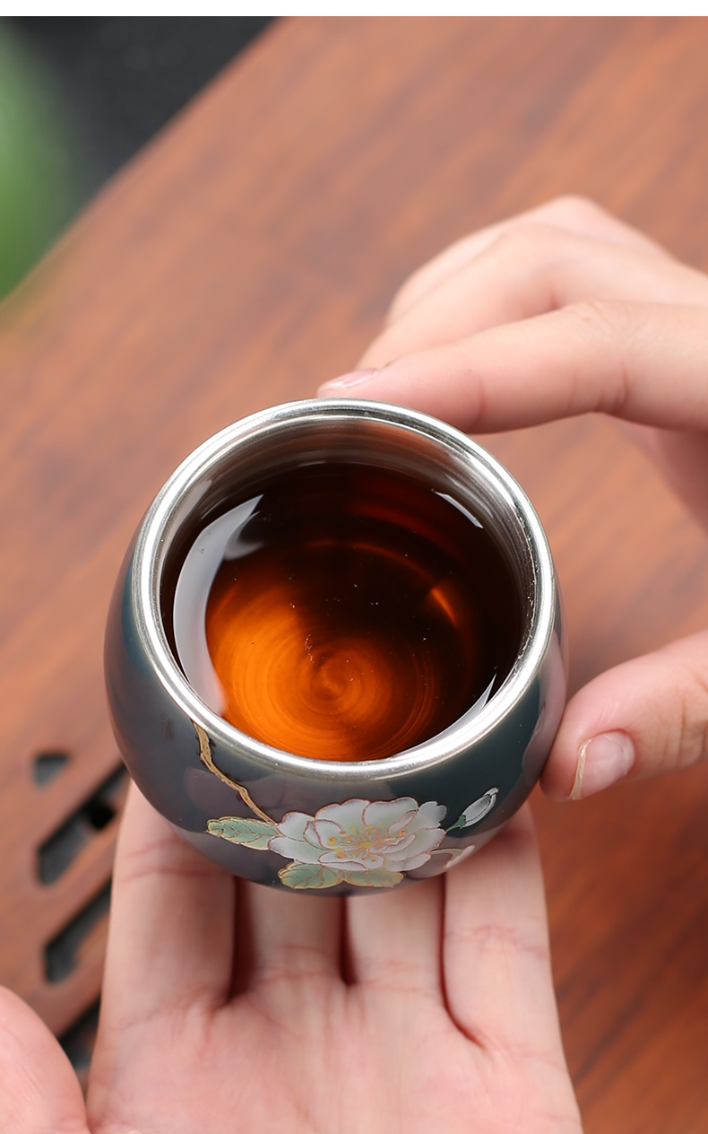 Ceramic tea tasted silver gilding master cup your up, a single cup of large household ji green tea tea cup sample tea cup