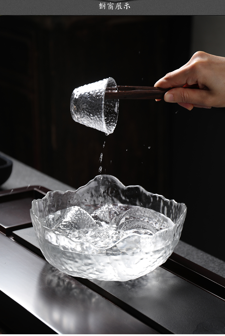 Checking glass tea to wash large Japanese kung fu tea accessories to build water slag bucket home package mail fruit salad bowl