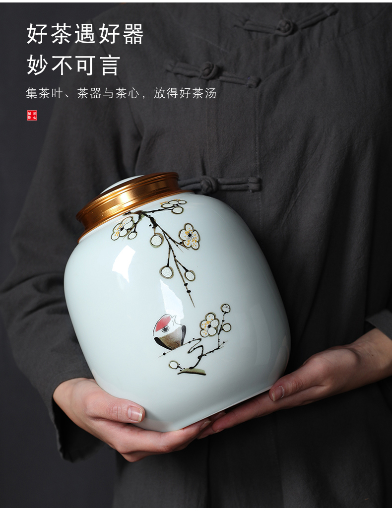 Extra large ceramic tea pot 2 jins home tea CangXi cover storage tank and the leaf tea pu 'er seal pot