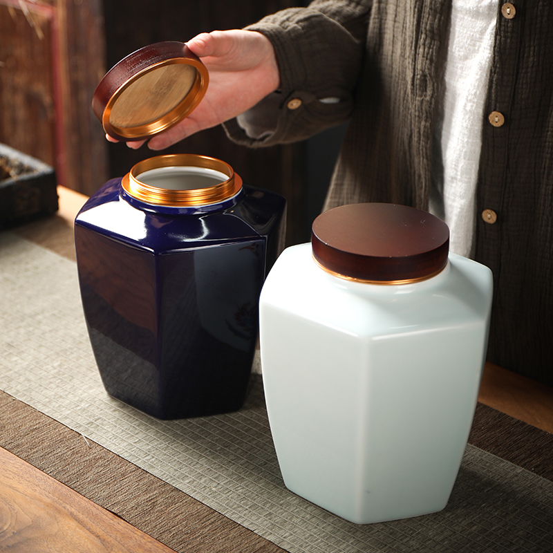 Chinese style tea as cans ceramic seal pot large POTS of the big yards household black tea to wake tea boxes moistureproof tank restoring ancient ways
