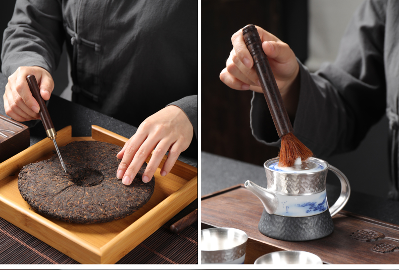 Tea tin, ebony Tea six gentleman 's suit cup the fork of a complete set of solid wood Tea art 6 gentleman kunfu Tea accessories furnishing articles