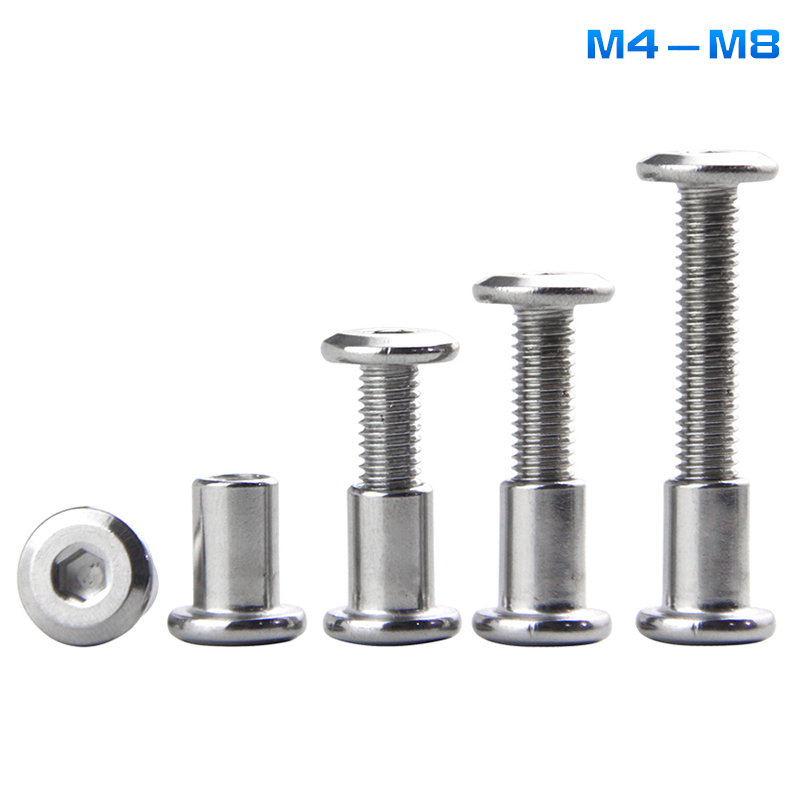 304 stainless steel primary-secondary rivet inner hexagon for knapping plywood to lock screw furniture-bed connection bolts M6M8