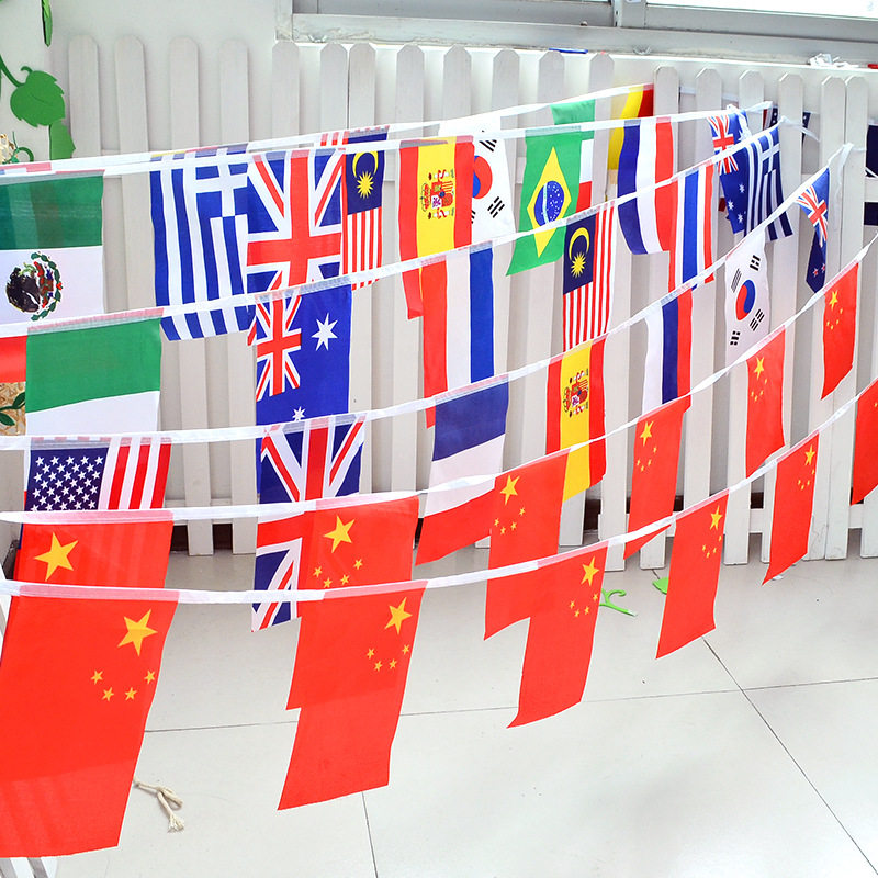 5 Stars Red Flag World Flags Pull Bar Nursery School Playground Mall Mall Supermarket Triangle Small Colorful Flag Hanging Accessories