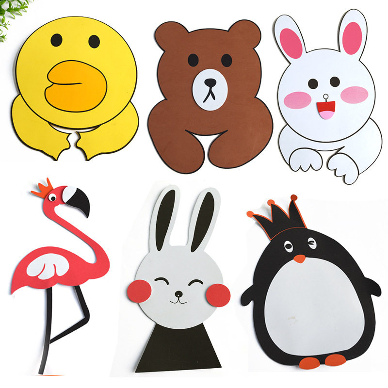 Cartoon Wall Sticker Diy Publicity Themed Wall Placement Creative Animal Ring Innovation Elementary School Kindergarten Classroom Culture Decorations