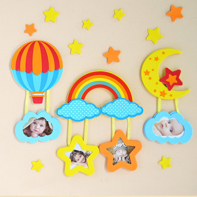 Korean Version Cartoon Photo Frame Hanging Wall Kindergarten Children Room Bedroom Wall Arrangement EVA Foam Combined Creative Hanging Accessories