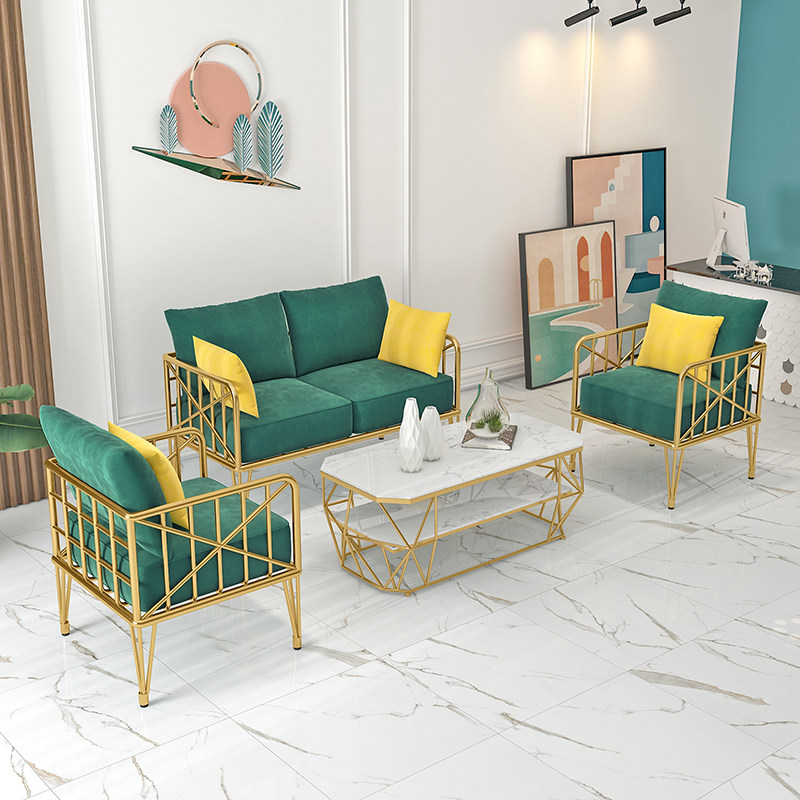 Iron sofa Nordic double sofa small apartment simple living room leisure sofa studio creative small sofa chair