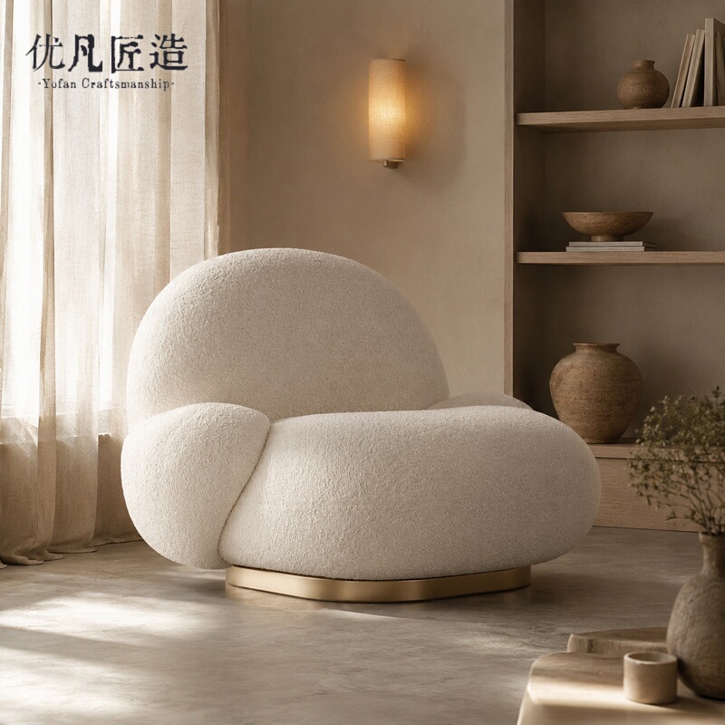 Youfan Handcrafted Lamb Wool Pacha Snow Pear Swivel Chair Sofa Chair Cream White Plump Leisure Chair in Stock Single Chair Youfan Handcrafted Lamb Wool Pacha Snow Pear Swivel Chair Sofa Chair Cream White Plump Leisure Chair in Stock Single Chair