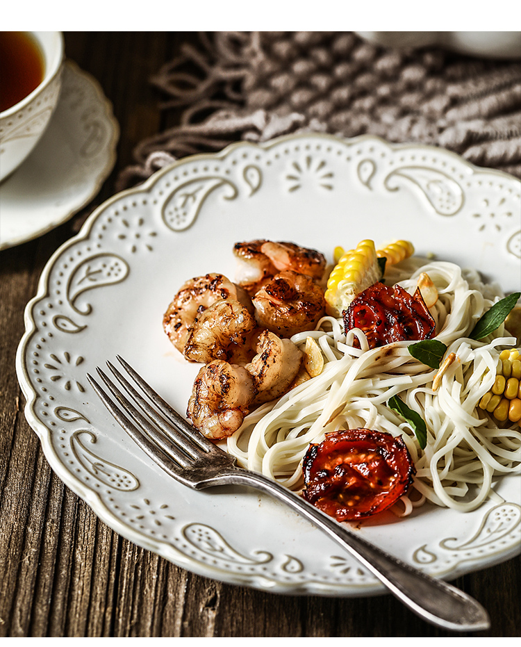 Tinyhome Europe type restoring ancient ways anaglyph ceramic tableware western - style food dish dish soup bowl salad bowl dessert plate coffee cup