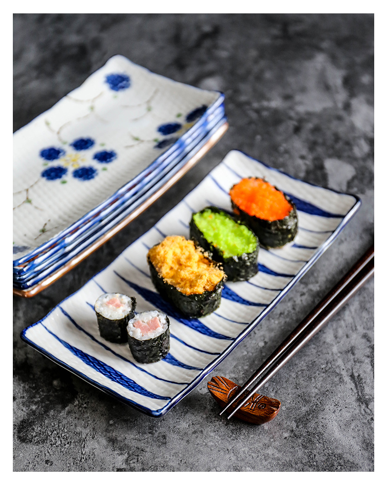 Japanese creative salmon sushi platter ceramic tableware plates rectangular snacks. The Dish food Dish of household