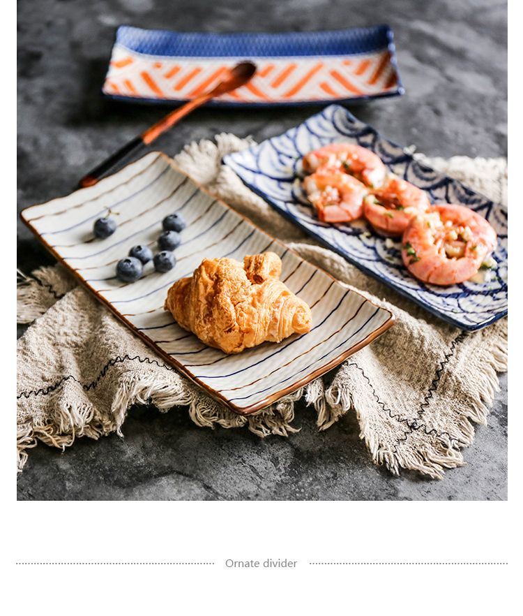 Japanese creative salmon sushi platter ceramic tableware plates rectangular snacks. The Dish food Dish of household