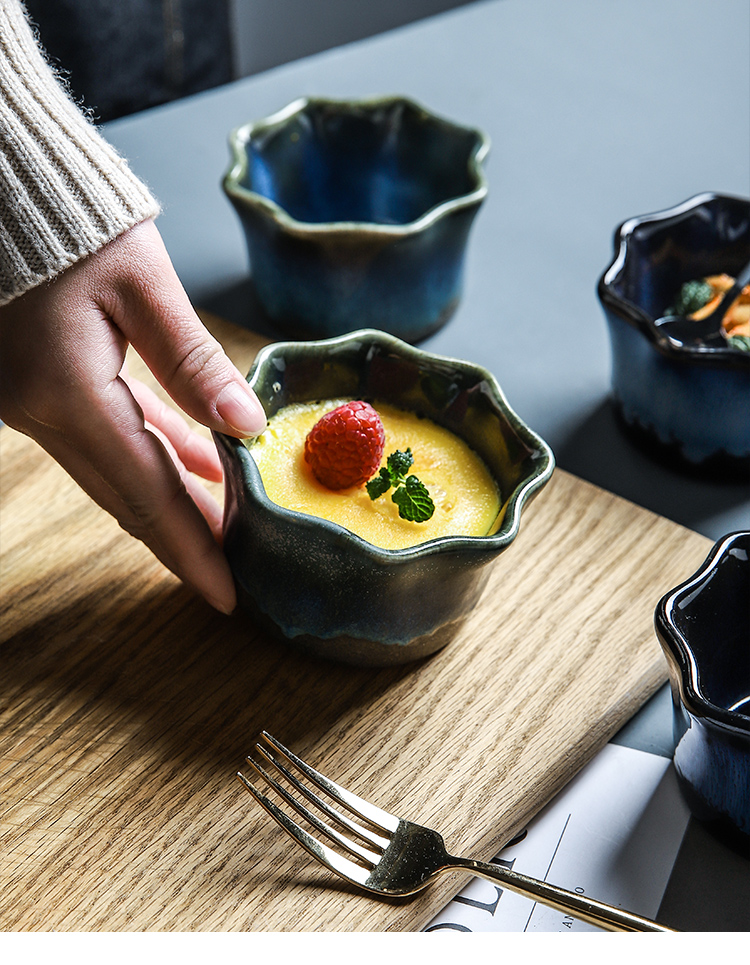 Tinyhome retro household sweet sauce dish bowl bowl lace bake high temperature resistant ceramic bowl pudding bowl