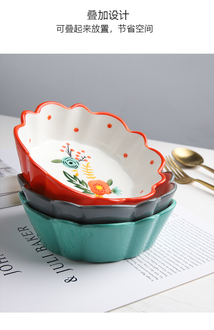 Japanese lovely lace ceramic bowl bowl creative household individuality bowl dessert fruit salad bowl noodles bowl bowl