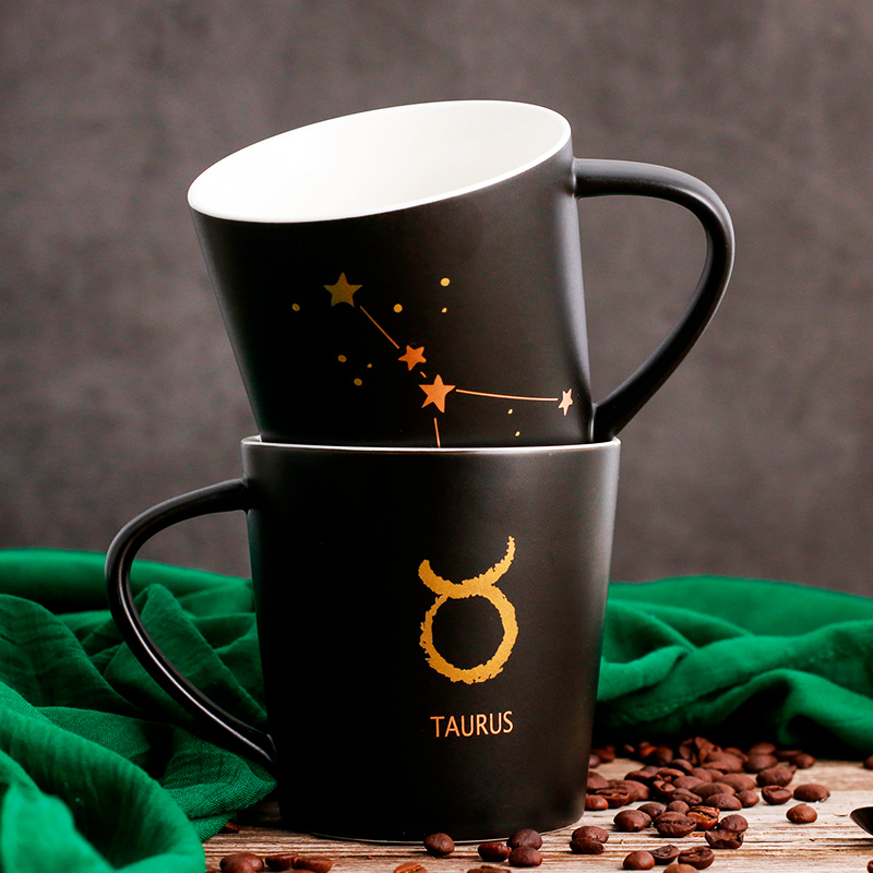 Tinyhome couples the zodiac gold household contracted mugs ceramic handle glass coffee cup move