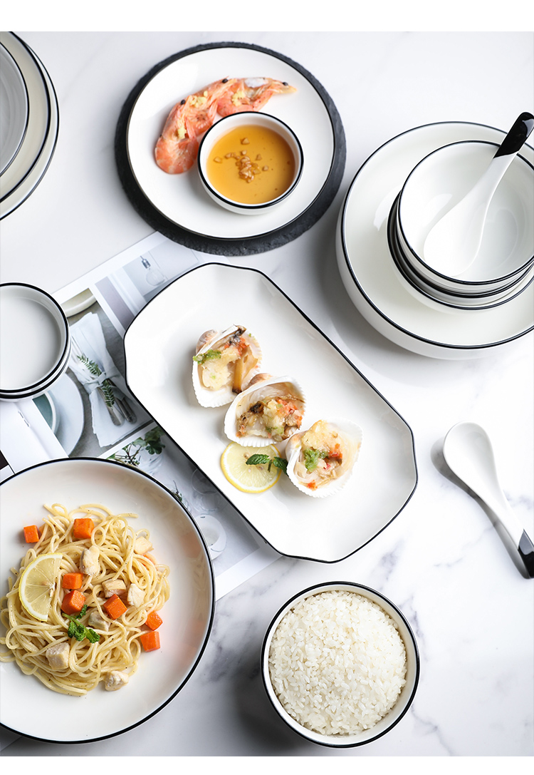 Tinyhome European contracted black line of household tableware ceramic dishes 0 soup bowl rainbow such always suit the job