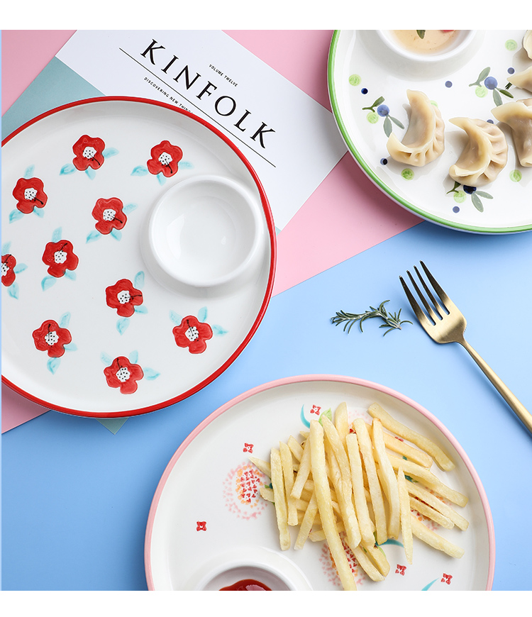 Creative ceramic dumplings dribbling vinegar disc dumplings special dish home cold dish master shrimp dish dish plate of French fries